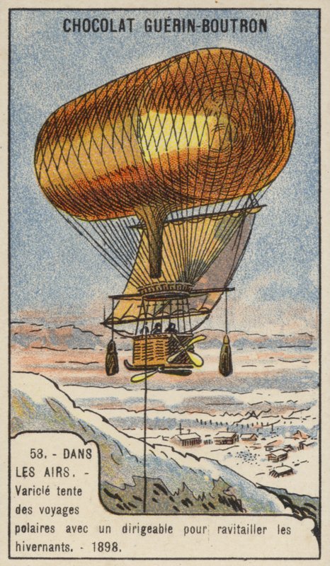 Anthony Varicle pilotando sua dirigível aeronave para o Alasca para reabastecer os garimpeiros de ouro de French School