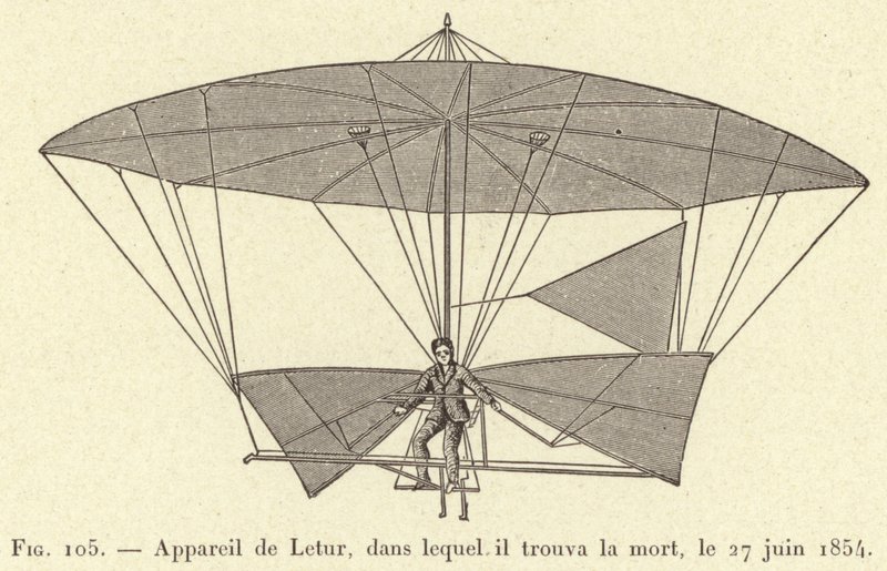 O aparelho de Letur, no qual morreu em 27 de junho de 1854 (gravura) de French School