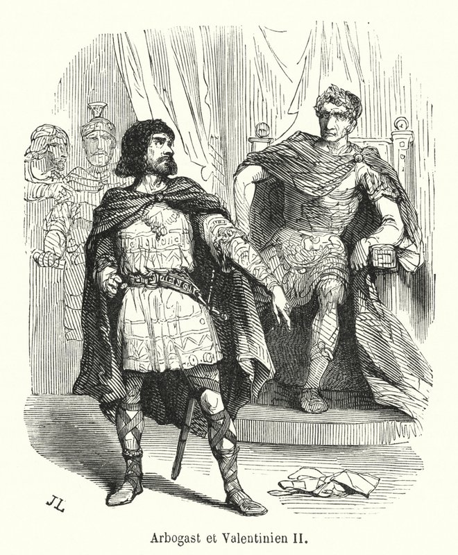 Arbogast e Valentinian II (gravura) de French School