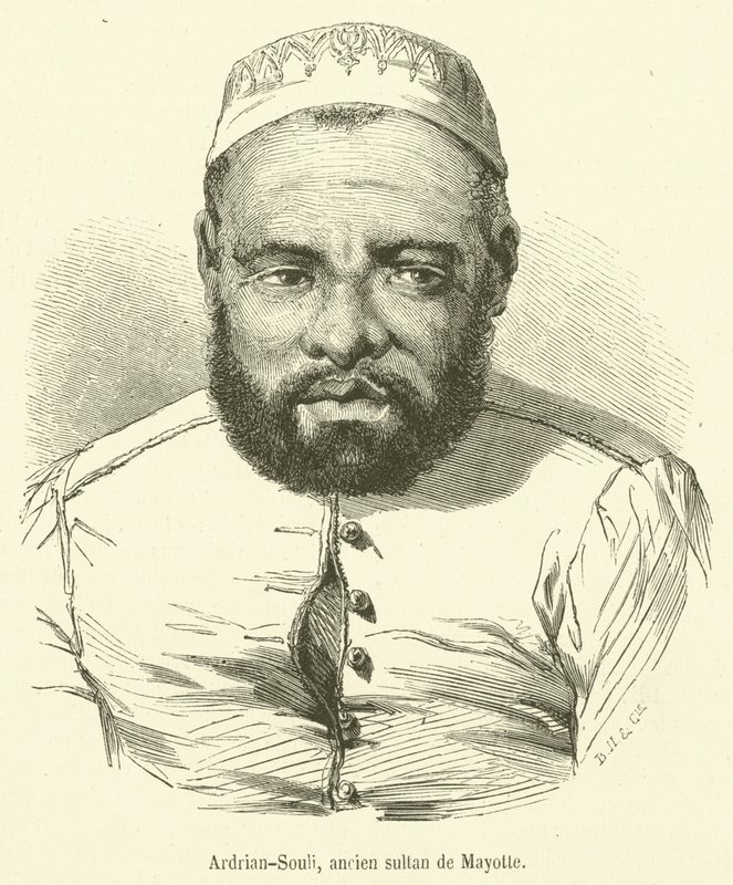 Ardrian-Souli, ex-Sultão de Mayotte (gravura) de French School