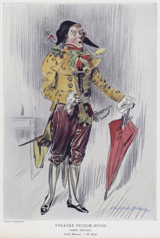 Armand Bour no papel principal em Cadet Roussel, 1903 de French School