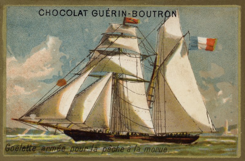 Escuna de pesca de bacalhau armada (chromolitho) de French School