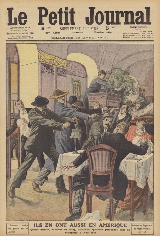 Assalto à mão armada num restaurante nova-iorquino (cor litho) de French School