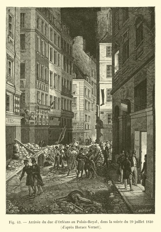 Chegada do duque de Orleans no Palais Royal, na noite de 29 de julho de 1830, por Horace Vernet de French School