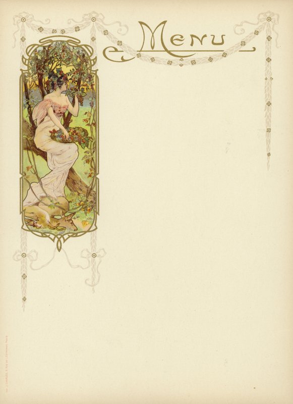 Design Art Nouveau para um menu de French School