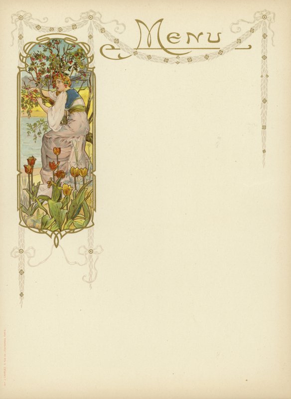 Design Art Nouveau para um menu de French School