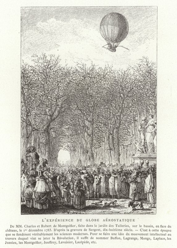 Subida do Globo Aerostático dos Irmãos Montgolfier, Paris, 1 de dezembro de 1783 de French School