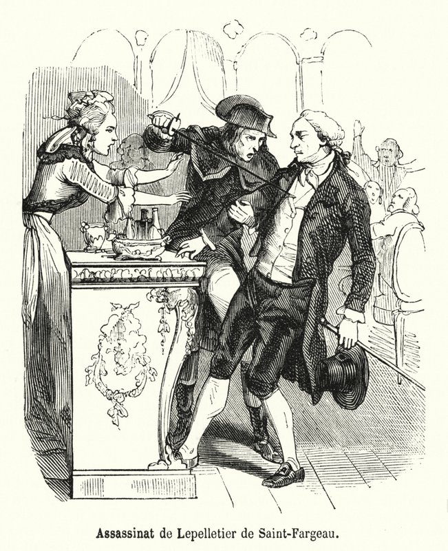 Assassinato de Lepelletier de Saint-Fargeau (gravura) de French School