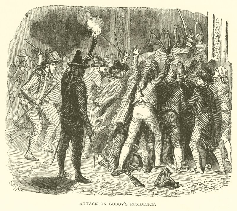 Ataque à residência do godoy (gravura) de French School
