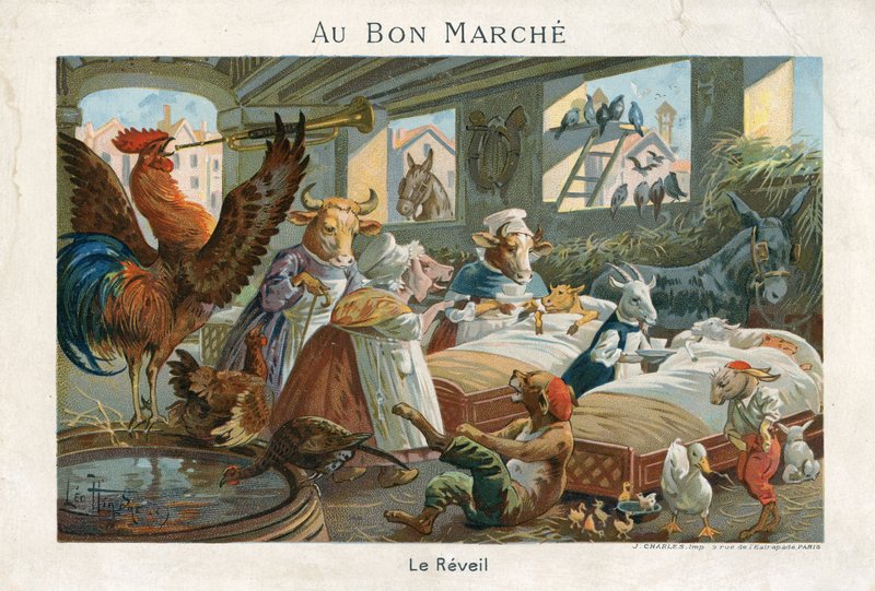 No cartão comercial Bon Marche de French School