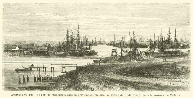 Sul da Austrália, O porto de Melbourne, na província de Victoria (gravura) de French School