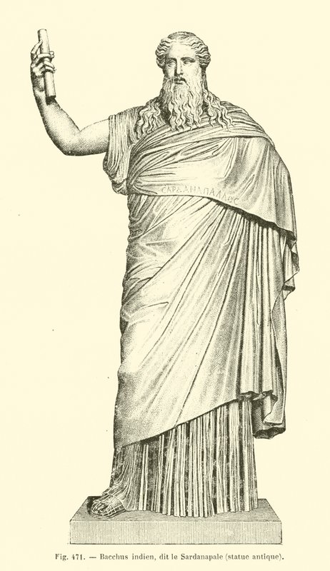 Baco indiano, conhecido como o Sardanapalus (gravura) de French School