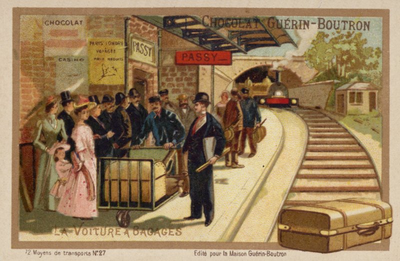 Carrinho de bagagem (chromolitho) de French School