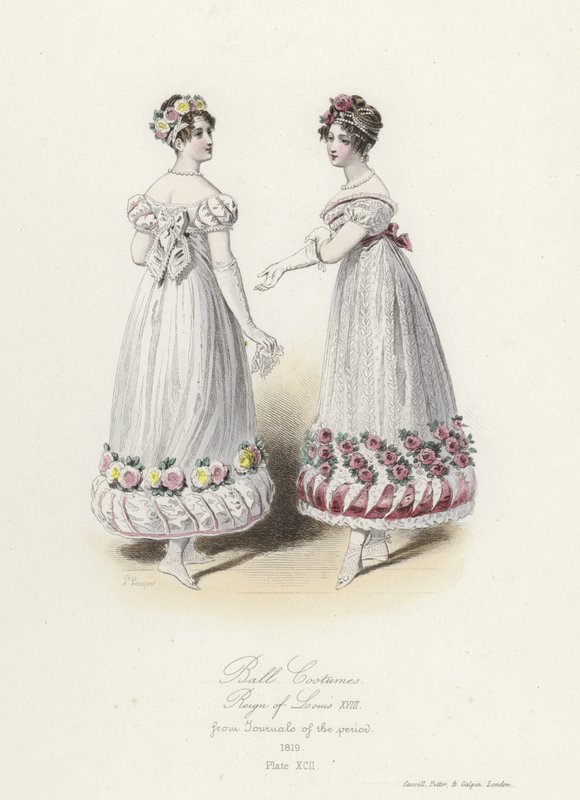 Trajes de bola, reinado de Louis XVIII de French School