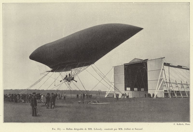 Aeronave da MM Lebaudy, construída por MM Julliot e Surcouf (gravura) de French School