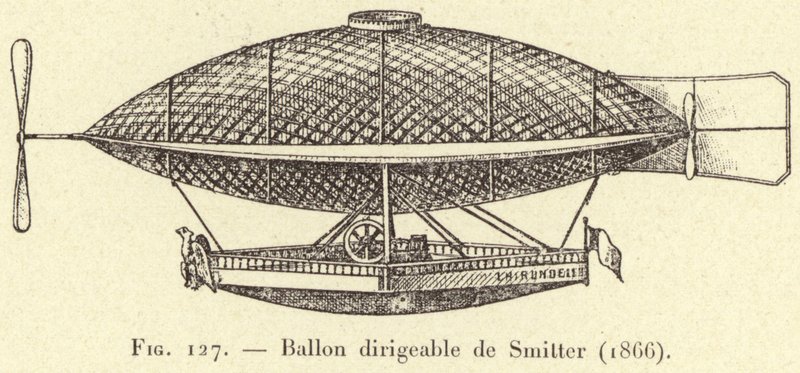 Aeronave do emissor (1866) (gravura) de French School