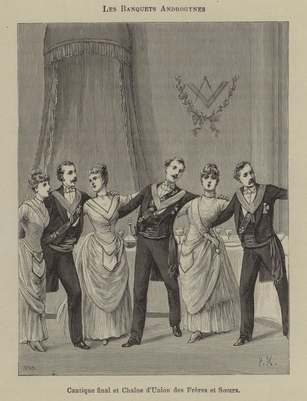 Banquete em um alojamento de sexo misto (gravura) de French School