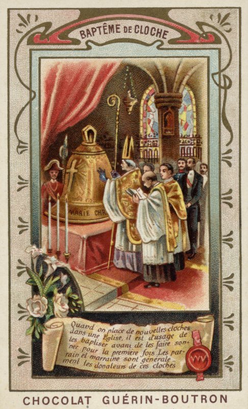 Baptismo de um novo sino de igreja (chromolitho) de French School