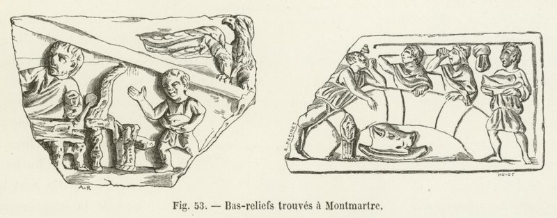 Baixos-relevos encontrados em Montmartre de French School