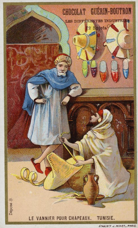 Fabricante de chapéus de cestaria, Tunísia (chromolitho) de French School