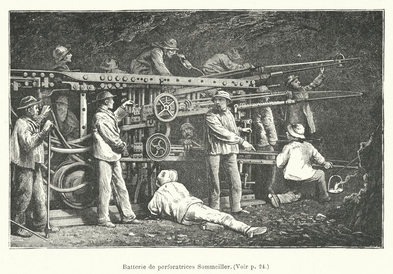Bateria de socos Sommeiller (gravura) de French School