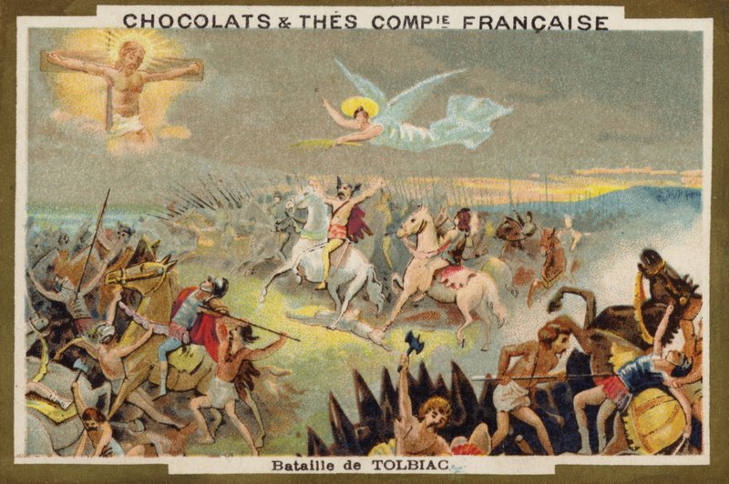 Batalha de Tolbiac (chromolitho) de French School