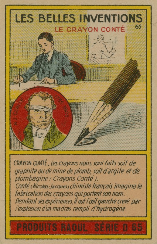 Cartão bonito das invenções, pastel de Conte de French School