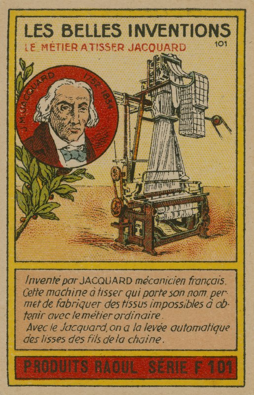 Cartão bonito das invenções, tear de Jacquard de French School