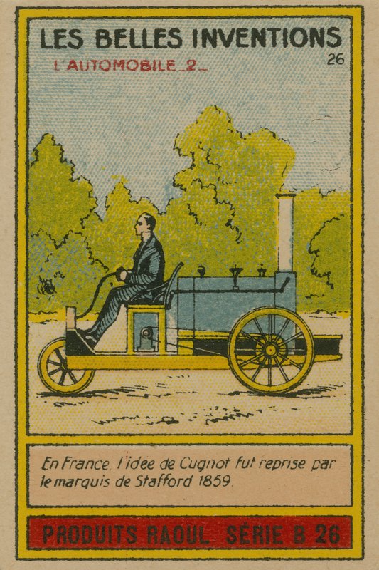 Belo cartão de invenções, automóvel de French School