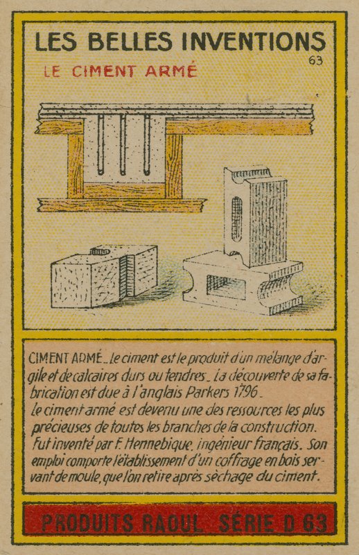 Belo cartão de invenções, concreto armado de French School