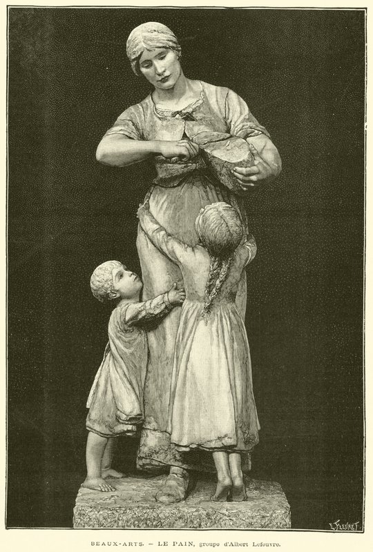 Fine Arts, The Bread, grupo de Albert Lefeuvre (gravura) de French School