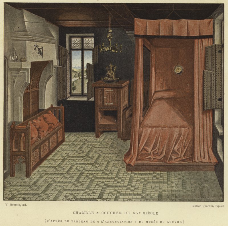 Quarto de dormir do século XV de French School