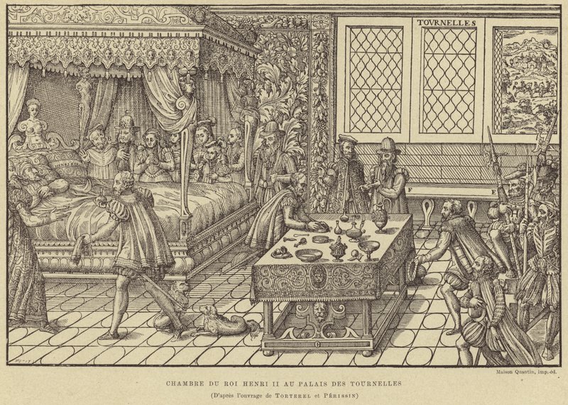 Bedchamber do rei Henrique II da França, Palais des Tournelles, Paris, do século 16 de French School