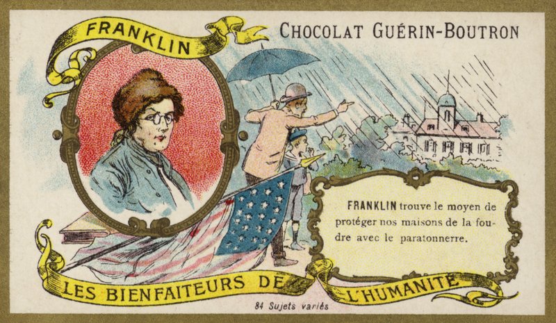 Benjamin Franklin, cientista, inventor e político americano (chromolitho) de French School