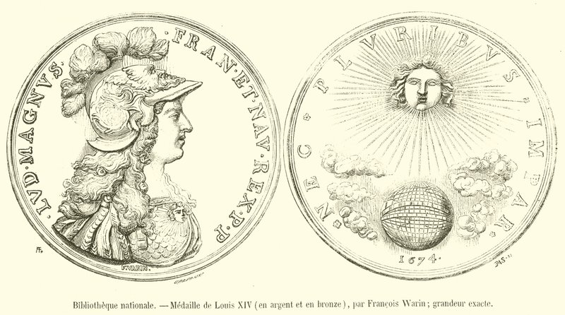Bibliotheque nationale, Medalha de Luís XIV, em prata e bronze (gravura) de French School
