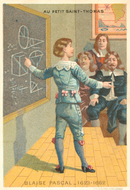 Blaise Pascal, físico e matemático francês (chromolitho) de French School