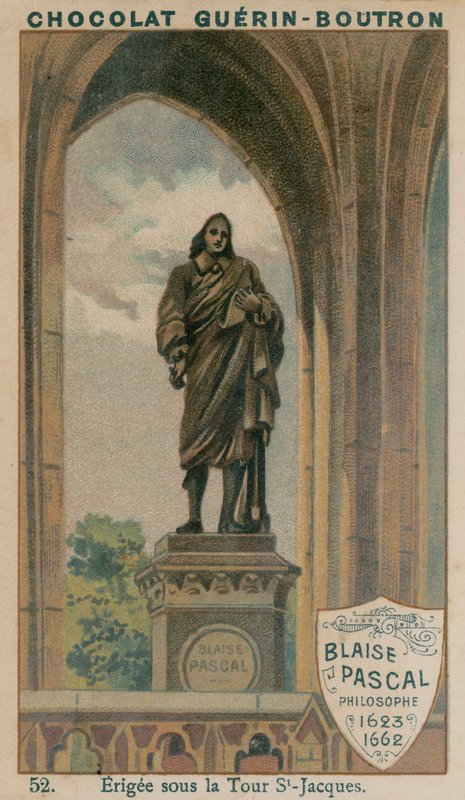 Blaise Pascal, filósofo, 1623-1662, Erigee sob a torre de St-Jacques de French School
