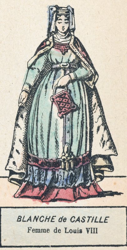 Blanche de Castela, Esposa de Luís VIII (gravura a cores) de French School