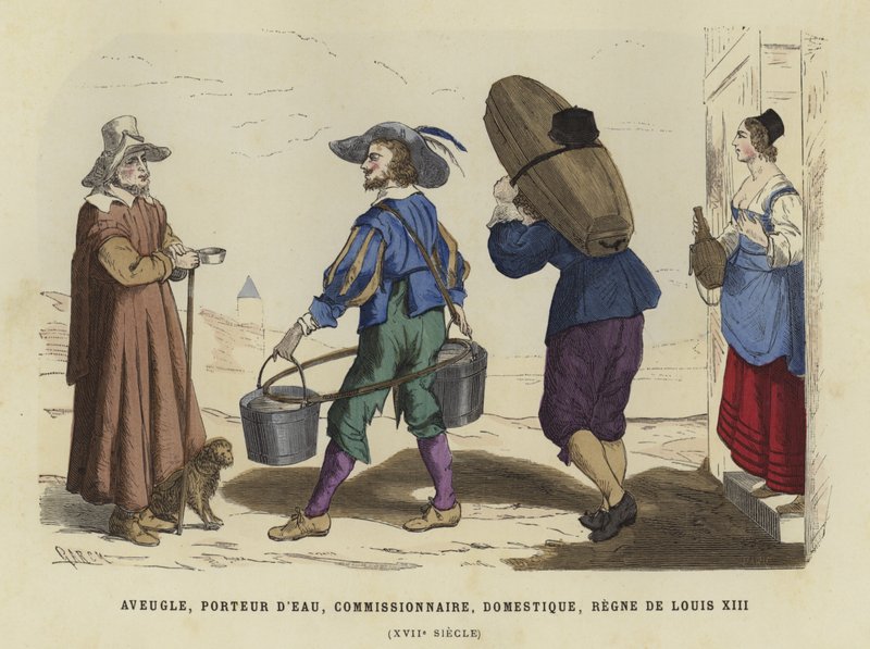 Homem cego, portador de água, comissário e empregado doméstico, reinado de Luís XIII da França, século XVII de French School