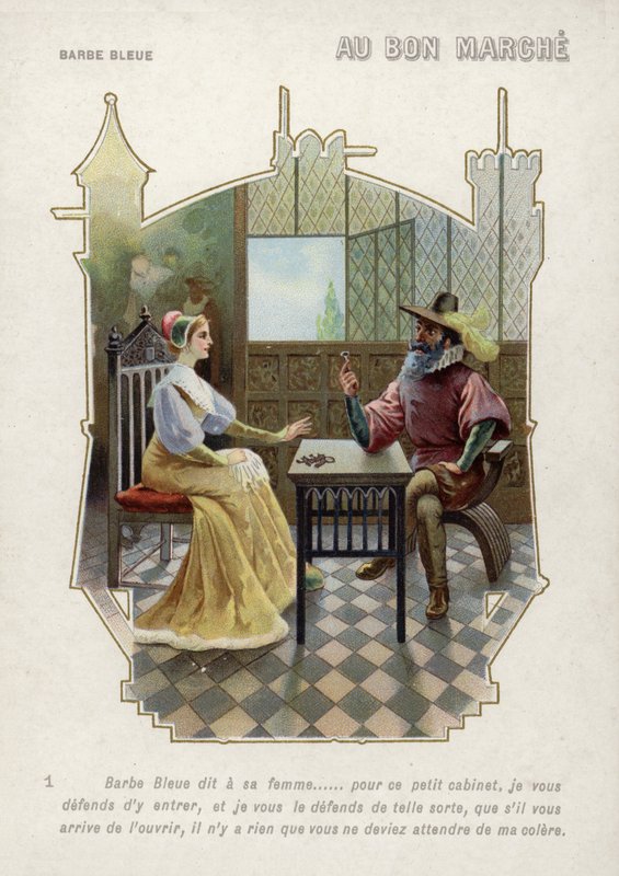 Barba Azul proíbe sua esposa de entrar no quarto (chromolitho) de French School