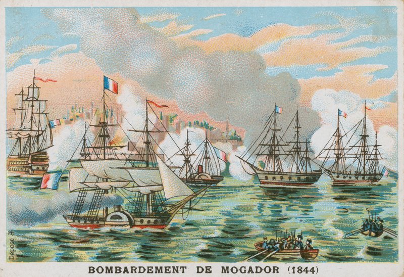 Bombardeio de Mogador, Marrocos, pelos franceses, 1844 de French School
