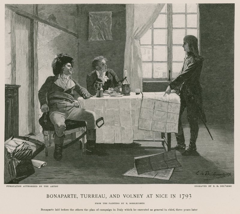 Bonaparte, Turreau e Volney em Nice em 1793 de French School