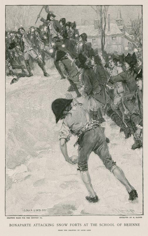 Bonaparte atacando fortes de neve na Escola de Brienne de French School