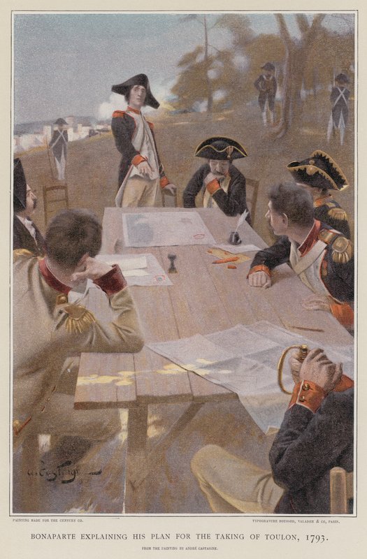 Bonaparte explicando seu plano para a tomada de Toulon de French School
