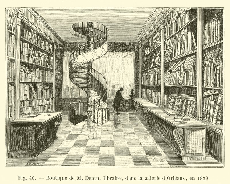 Loja de M Dentu, livreiro, na galeria Orleans, em 1829 de French School