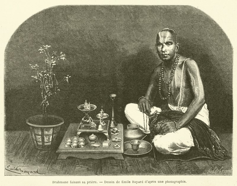 Brahman orando (gravura) de French School
