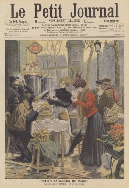 Pequeno almoço ao ar livre em Paris (cor litho) de French School