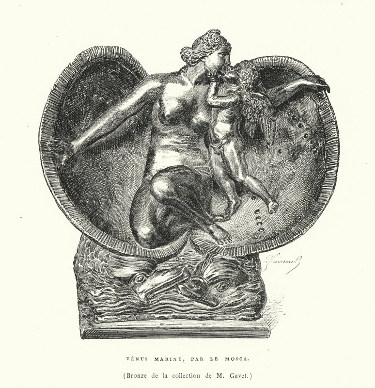 Bronze representando o Nascimento de Vénus, de Le Mosca (gravura) de French School
