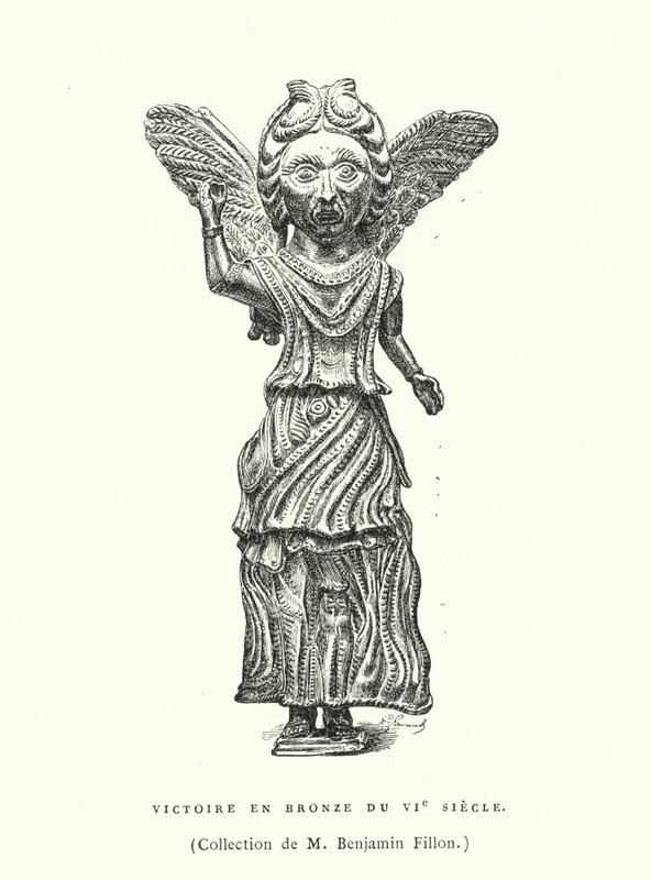 Figura de Bronze da Vitória, Século VI (gravura) de French School