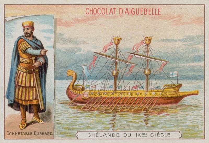 Burchard, comandante militar do reinado de Carlos Magno e um navio de guerra do século IX de French School